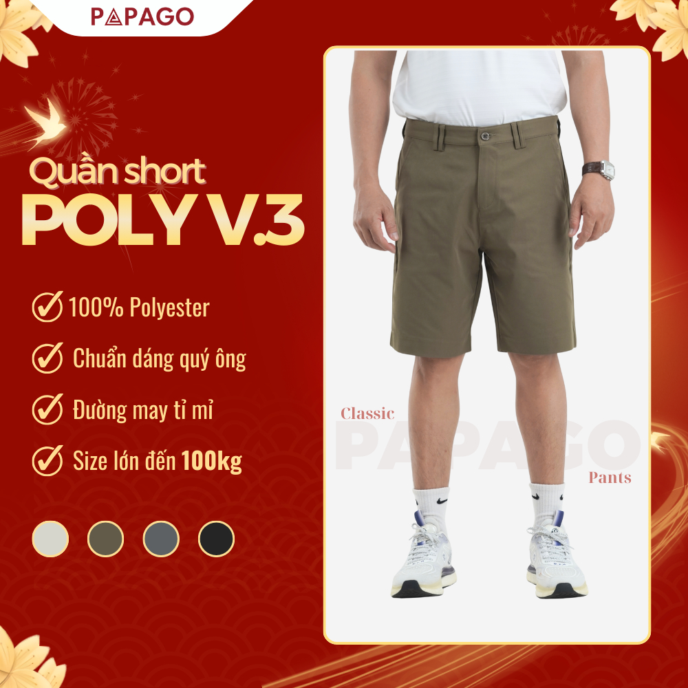 [MỚI] Quần Short Nam PAPAGO, Quần Ngố Cao Cấp Chất Mềm Đẹp Trung Niên - P25QS003