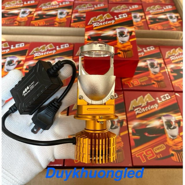 Đèn Bi led Mini T9 Pro kính tím mẫu mới 2026 60W Maracing Chân H4 Lắp Zin ô tô Xe Máy