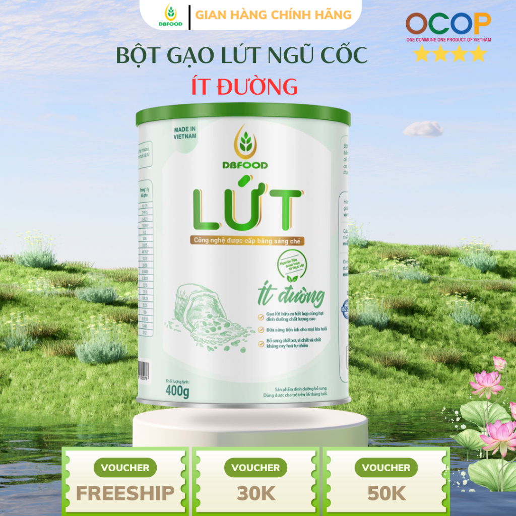 Bột Gạo Lứt Ngũ Cốc DBFOOD Lứt Ít Đường Lon 400G