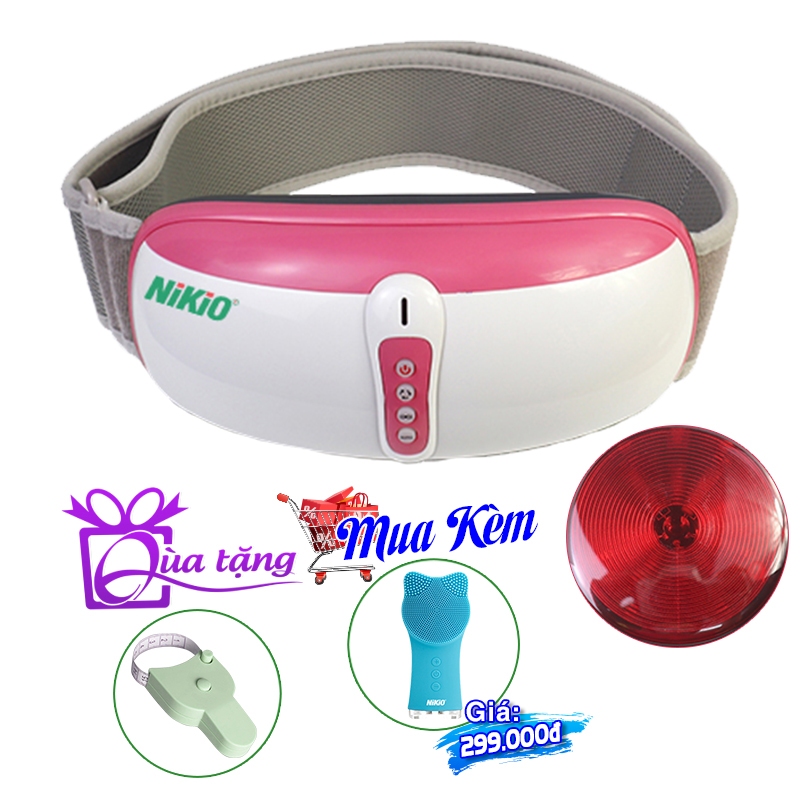 Đai Massage Bụng Rung Lắc Hồng Ngoại Nhật Bản Nikio NK-169DC - Pin sạc - Màu hồng