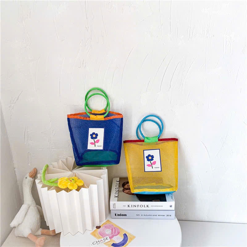 Túi xách trẻ em, Túi Tote lưới màu sắc BÔNG HOA dễ thương cho bé trai bé gái đi biển, đi dã ngoại TLUOI