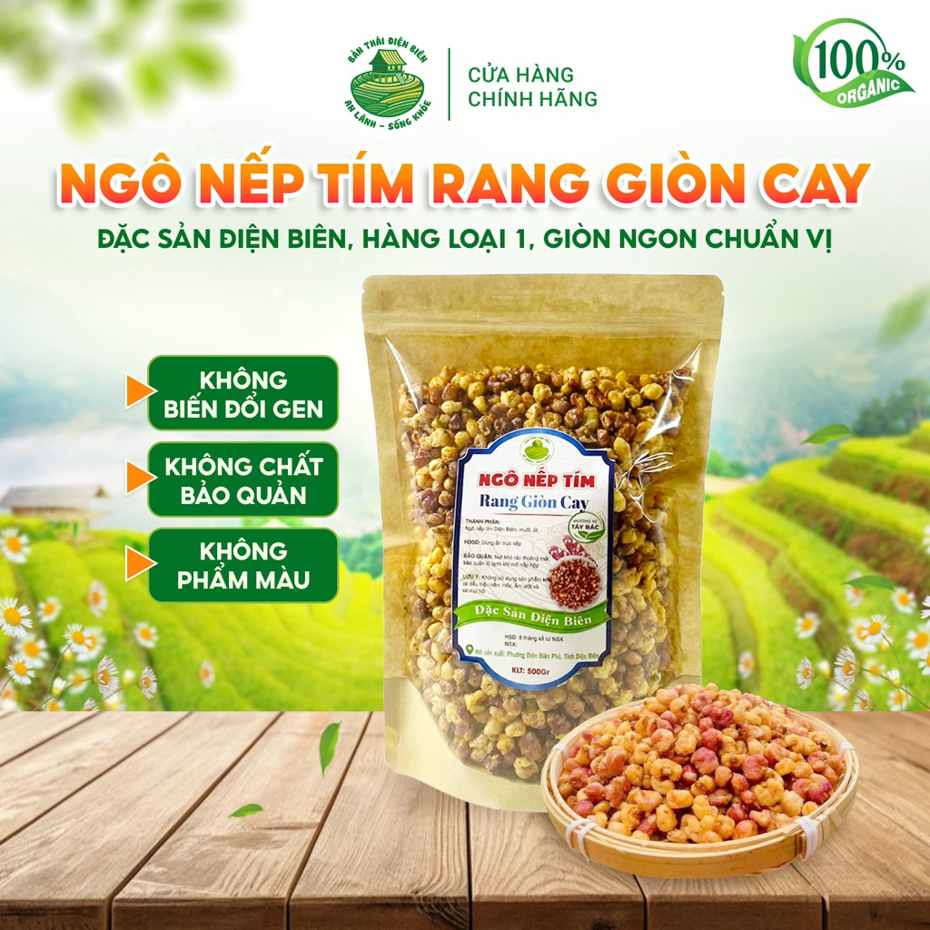 Ngô nếp nương tím sấy giòn Điện Biên với nhiều hương vị đậm đà không dầu mỡ