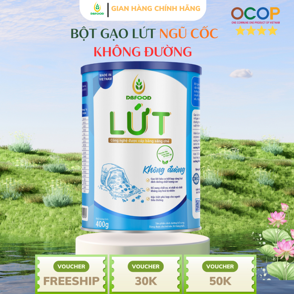 Bột Gạo Lứt Ngũ Cốc DBFOOD Lứt Không Đường Lon 400g