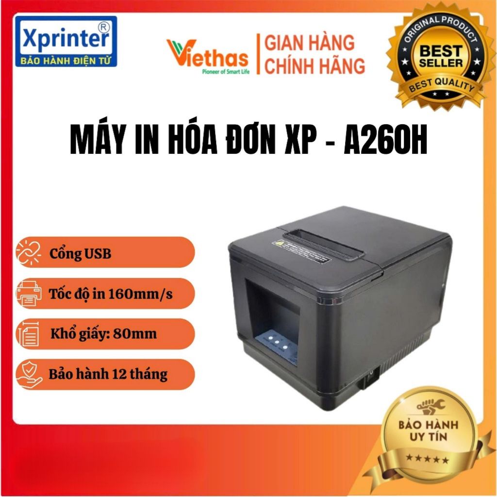  Máy in hóa đơn Xprinter A260H khổ giấy K80