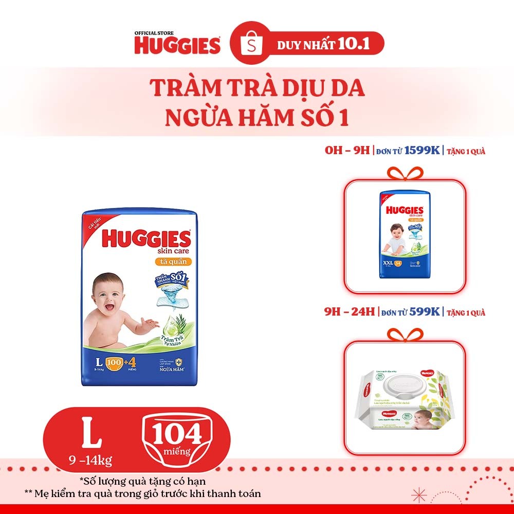 (NGỪA HĂM) Tã quần Huggies Skincare Mega Jumbo M102+4/L100+4/XL84+4/XXL76+4