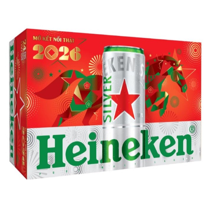 (Hỏa Tốc) Thùng bia Heineken bạc lon cao 330ml x 24 Lon