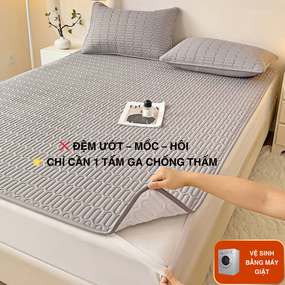 Ga giường chống thấm 3 lớp không thấm nước, không nóng bí tấm bảo vệ nệm chống thấm không gây sột soạt