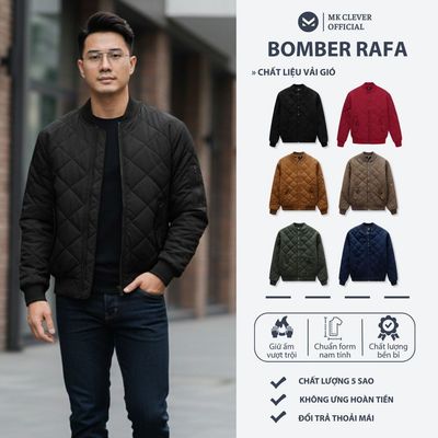 Áo khoác bomber nam Rafa MK CLEVER trần bông quả trám 3 lớp dày dặn ấm áp, form trẻ trung, dễ phối