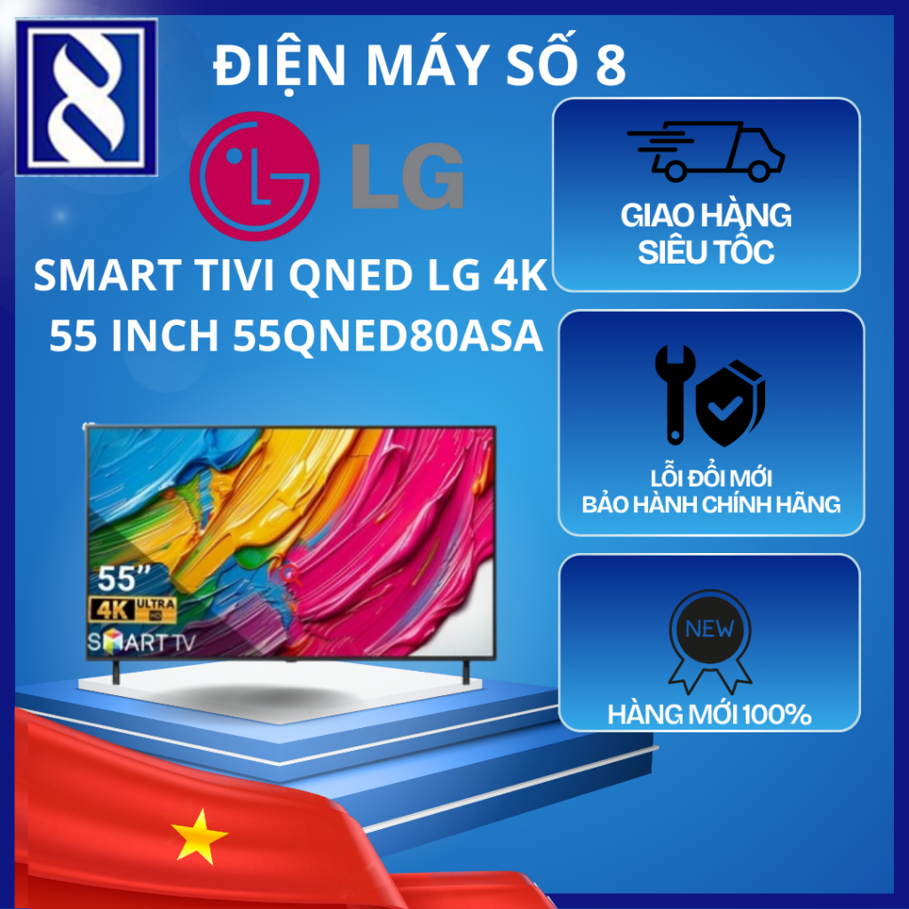 Điện Máy Số 8 | 55QNED80ASA | Smart Tivi QNED LG 4K 55 inch 55QNED80ASA - Chính Hãng