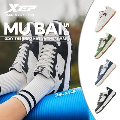 XTEP Mubai Giày Thể Thao Nữ Tăng Chiều Cao, Siêu Nhẹ Thoáng Khí, Đi Lịch Sự Hàng Ngày Giày đế bằng thời trang bám sàn