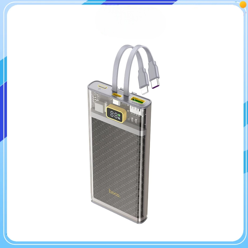 [TopValue] Pin dự phòng Hoco J104 10000mAh QC3.0 22.5W, PD TypeC 20W, Kèm 2 cáp sạc (Xám)