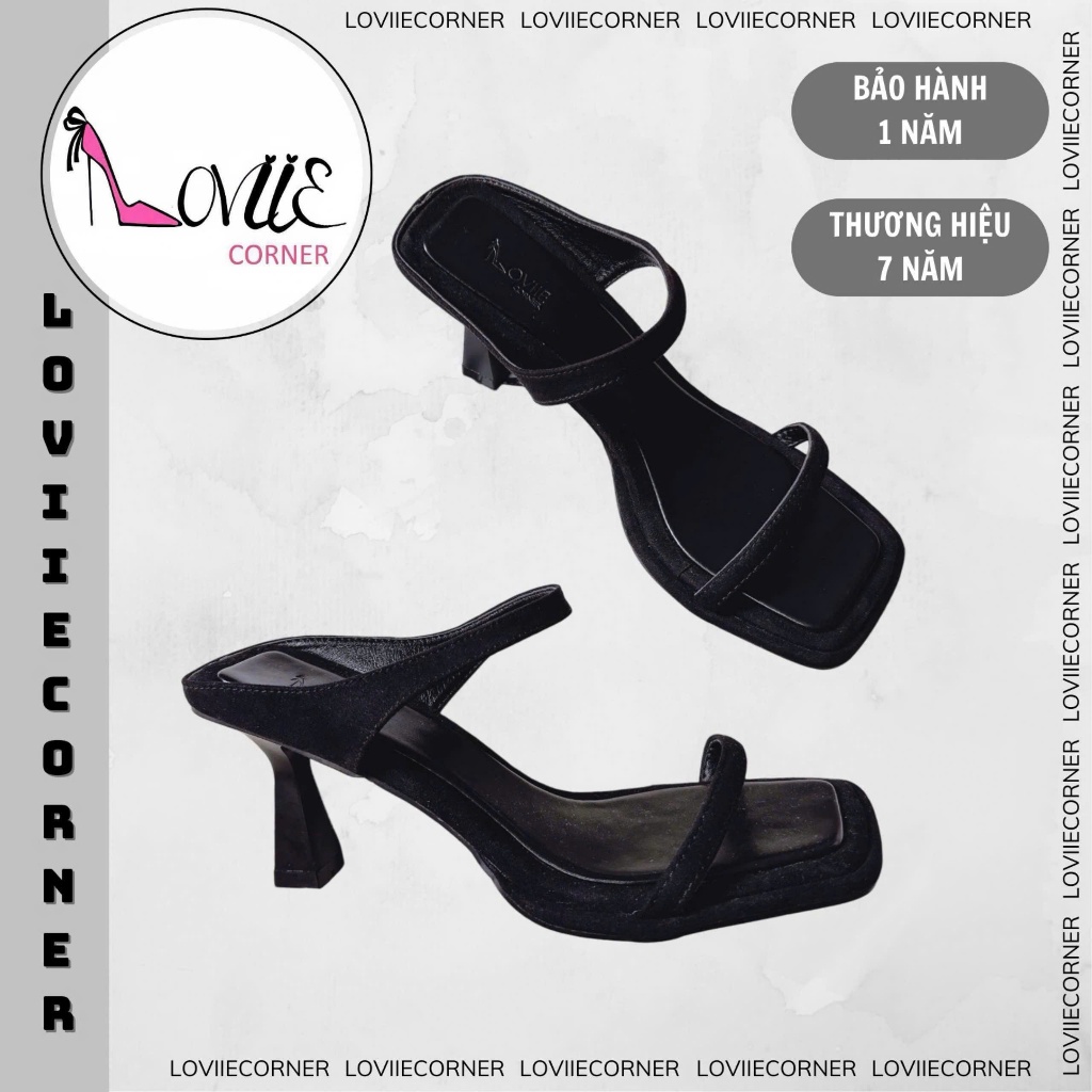 LOVIIECORNER - GUỐC NỮ QUAI BẦU ÔM CHÂN - GUỐC NỮ THỜI TRANG MŨI VUÔNG ĐỆM ÊM GÓT TRỤ LOE CAO 9CM D2