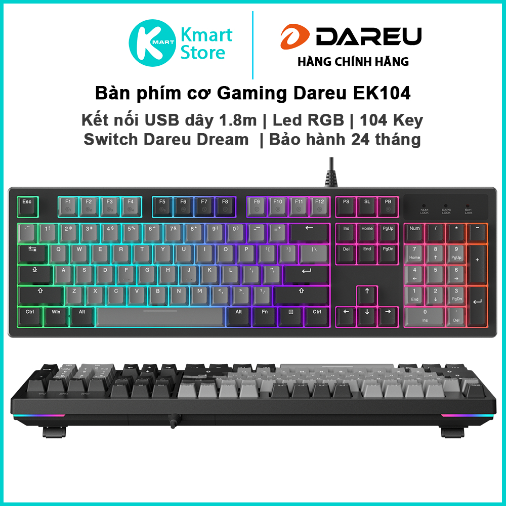 Bàn phím cơ Gaming Dareu EK104 | Dây 1.8M | Multi-Led | 104 Key | Switch Dream | Bảo hành 2 năm