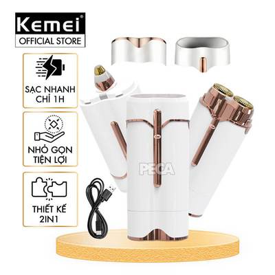 Máy cạo lông mặt đa năng 2in1 KEMEI KM-151 có thể dùng tỉa lông mày, cạo ria mép, sạc USB tiện lợi - Chính hãng