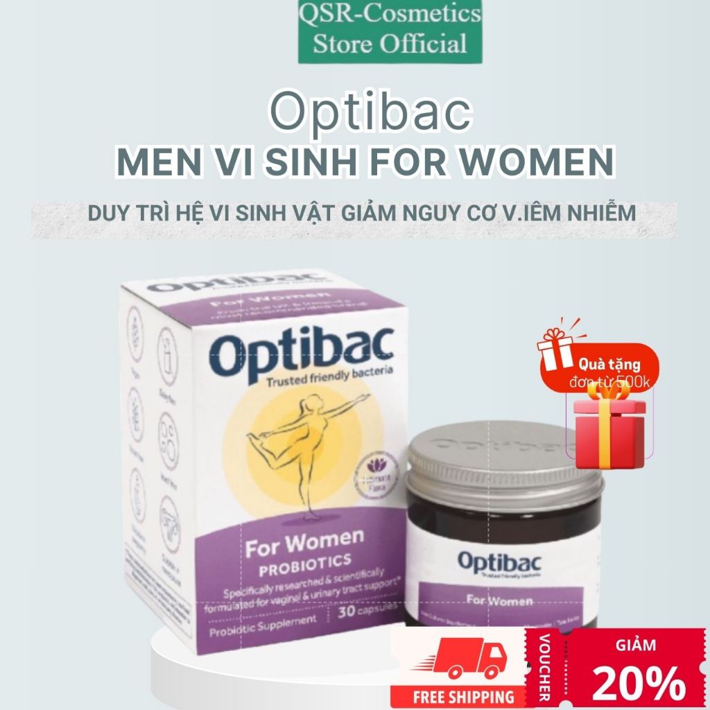 ( Chính Hãng) Viên Uống Optibac For Women Probiotics - Men vi sinh Optibac tím hộp 30 viên, 90 viên