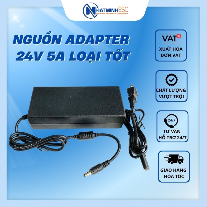 Nguồn adapter 24V 5A loại tốt (LiteOn/ Delta)
