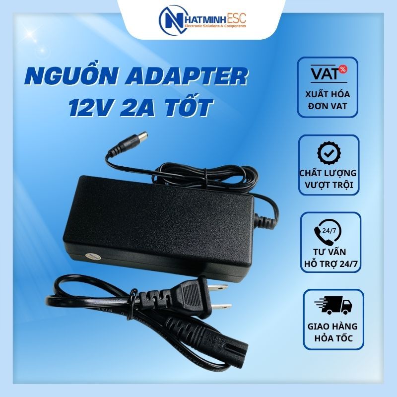 Nguồn adapter 12V 2A loại tốt (LiteOn/ Delta)