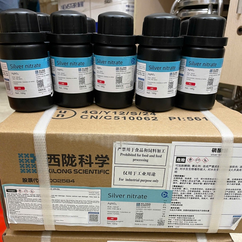 Silver Nitrate, AgNO3, Lọ 100g, Xilong