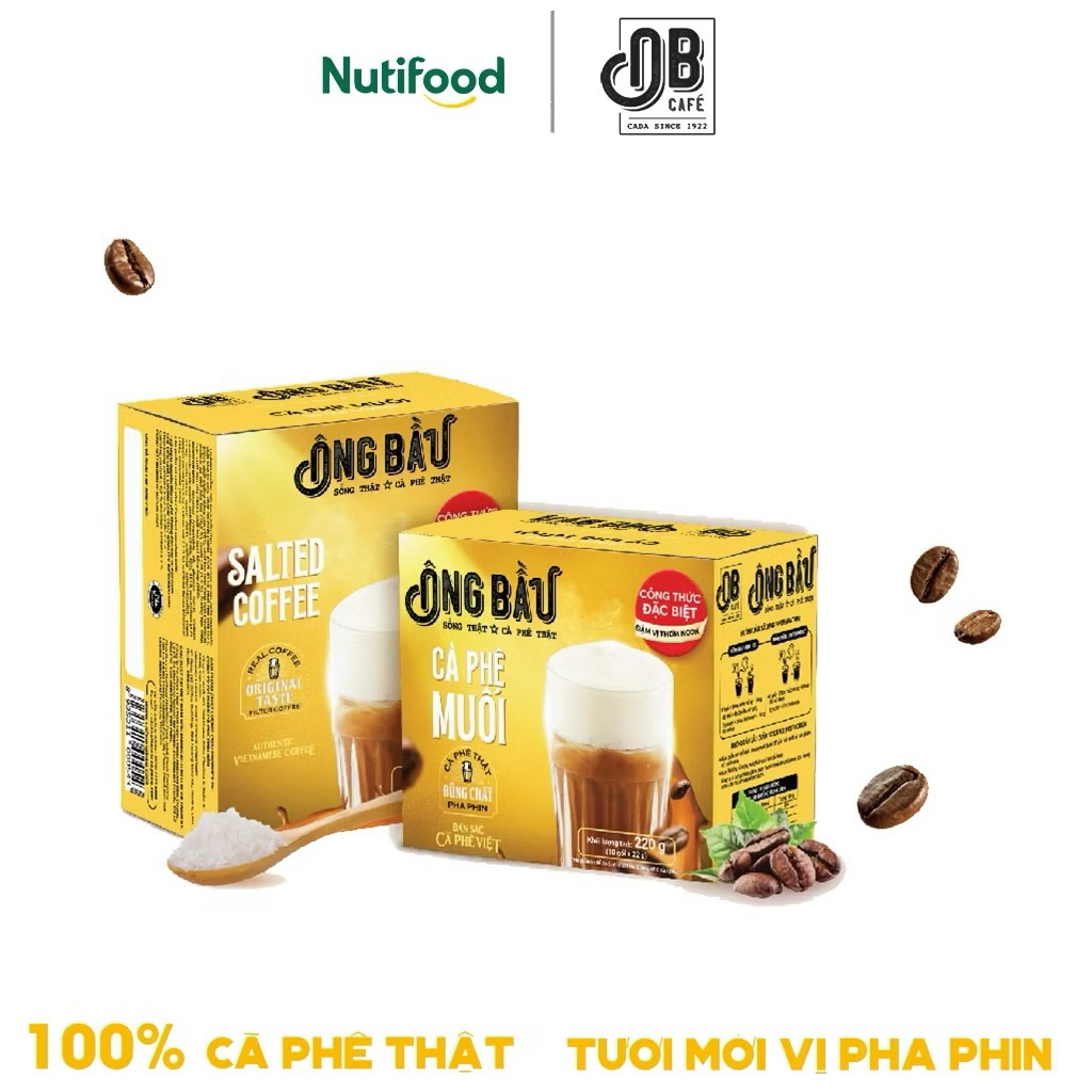 [CHÍNH HÃNG]01 Hộp 10 Gói Cafe Muối Ông Bầu - (Cà Phê Cafe Muối .Cafe Ông Bầu dùng tiện lợi-Bánh Kẹo