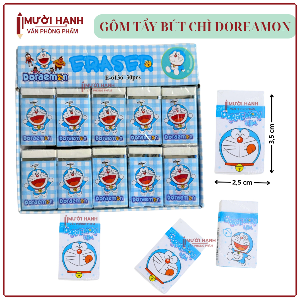 [ER6136] COMBO 10 Cục Gôm Bút Chì / Tẩy Bút Chì Eraser Hình Doremon / Doreamon Màu TRẮNG ER 6136 Tẩy