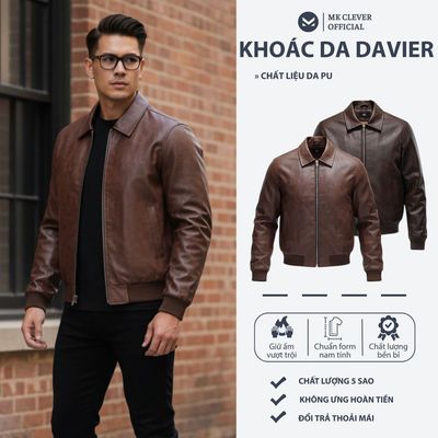 Áo Khoác da nam cổ bẻ lót lông Davier MK CLEVER dày dặn giữ nhiệt, giữ ấm tốt, form dáng trẻ trung 50-88kg