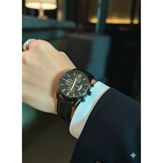 Đồng Hồ Nam POEDSGAR Full Đen Đồng Hồ Đeo Dây Da Cao Cấp Chống Nước Sang Trọng Tinh Tế