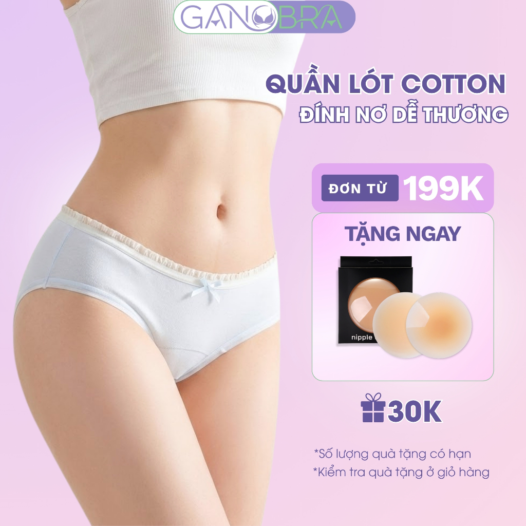 Quần Lót Nữ Cotton Viền Ren Co dãn 4 Chiều - Quần Chip Nữ Cạp Vừa Đáy May Chắc Chắn GANOBRA L4119