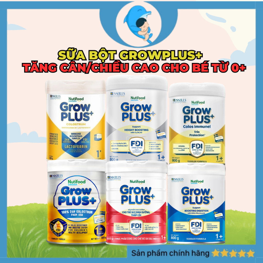 [Link live X] Sữa công thức/pha sẵn Nutifood Grow plus Bạc/Grow plus xanhl/ Grow plus vàng 1+ lon 40