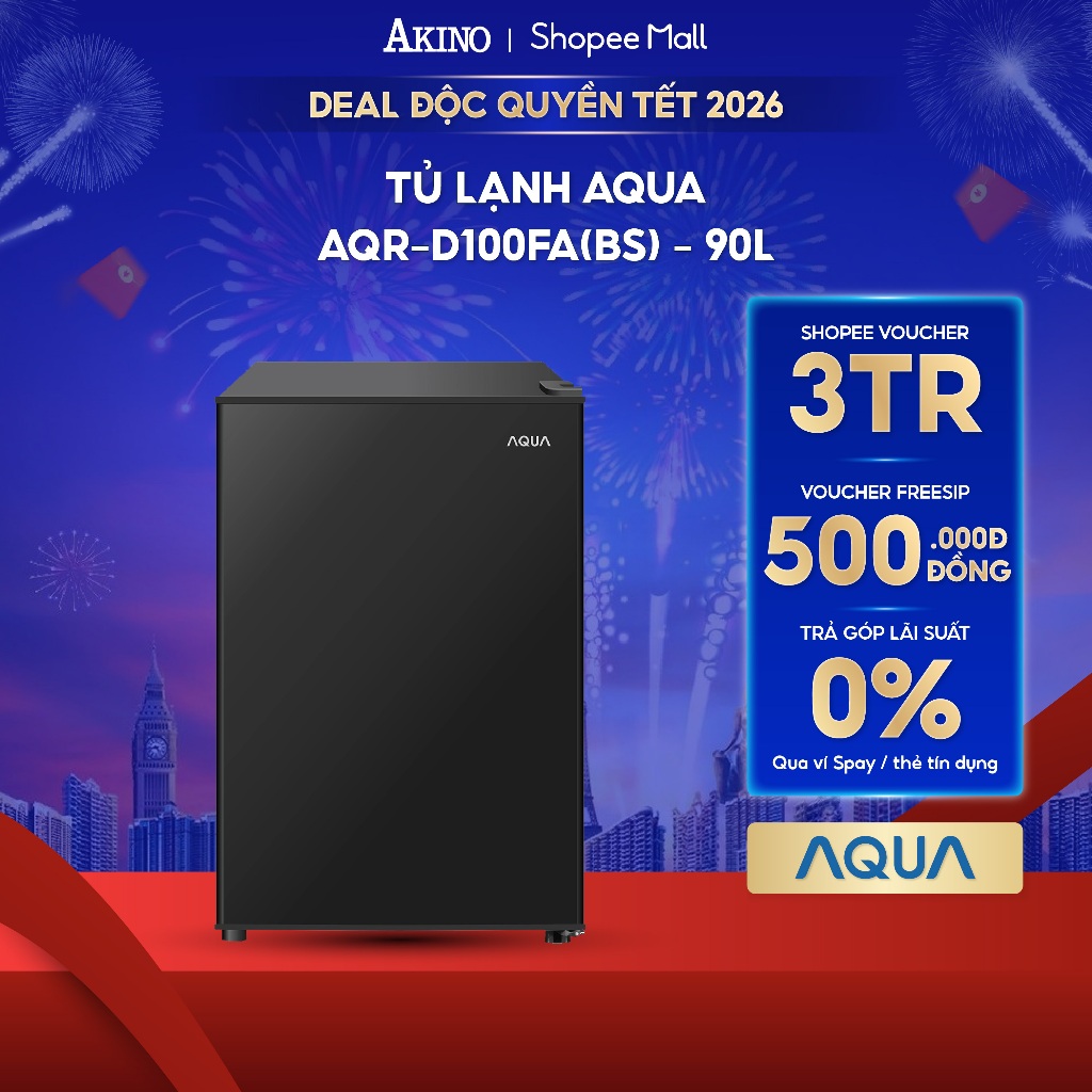 Tủ lạnh Aqua 90 lít AQR-D100FA(BS) - Hàng Chính Hãng