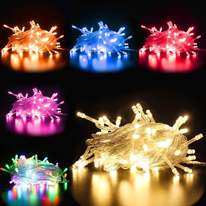 Dây đèn led trang trí gồm nhiều bóng nhỏ dây có chuôi cắm sài điện 220v