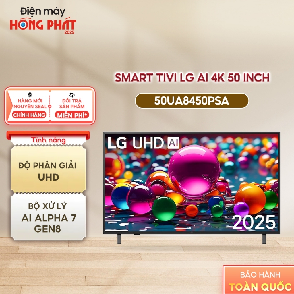 [Giao-Lắp HCM/Cần Thơ] Smart TV LG AI 2025 UHD AI UA8450 50 Inch 50UA8450PSA