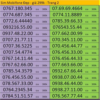 Sim Mobifone Số Đẹp giá rẻ 299k