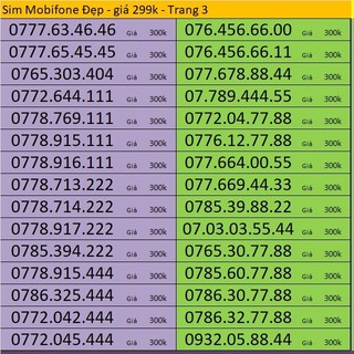 Sim Mobifone Số Đẹp giá rẻ 299k
