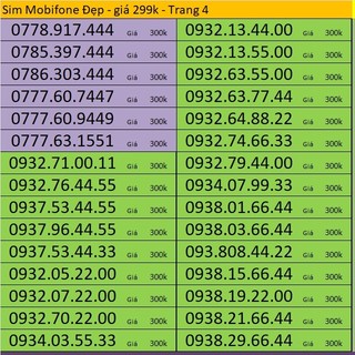 Sim Mobifone Số Đẹp giá rẻ 299k