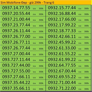 Sim Mobifone Số Đẹp giá rẻ 299k