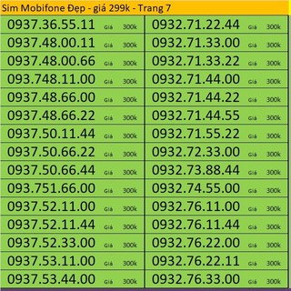 Sim Mobifone Số Đẹp giá rẻ 299k