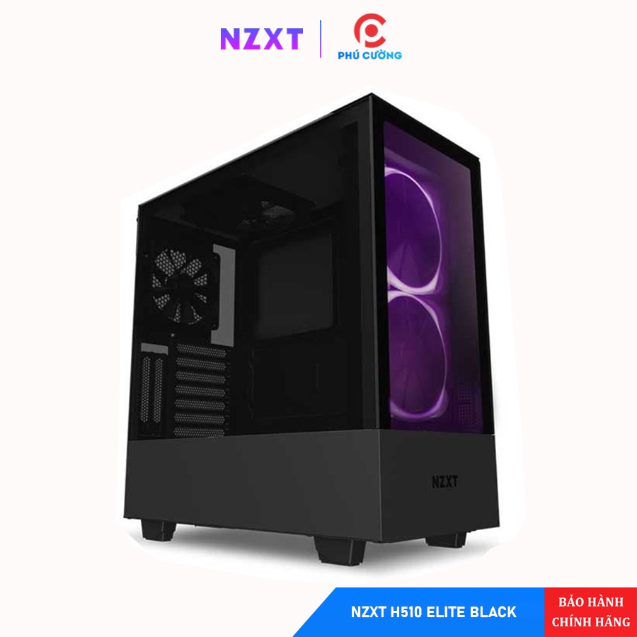 Vỏ Case NZXT H510 Elite Black CA-H510E-B1 - Kính Cường Lực, LED RGB, Chính Hãng