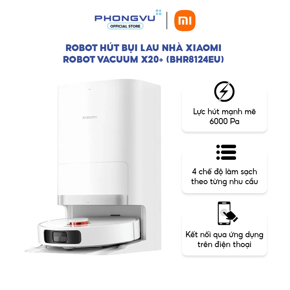 Robot hút bụi lau nhà Xiaomi Robot Vacuum X20+ (BHR8124EU) - Hút & Lau 2-in-1, Tự Giặt Mop, Lập Bản 