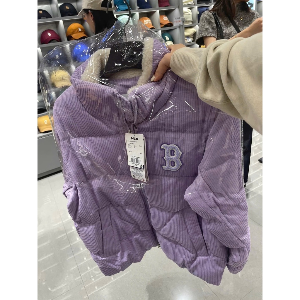 [ CHÍNH HÃNG ] ÁO KHOÁC NHUNG MLB LOGO B MÀU TÍM - CHẤT PHAO DÀY DẶN ẤM ÁP