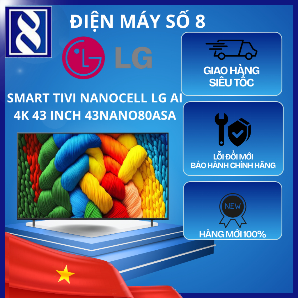Điện Máy Số 8 | 43NANO80ASA | Smart Tivi NanoCell LG AI 4K 43 inch 43NANO80ASA - Chính Hãng