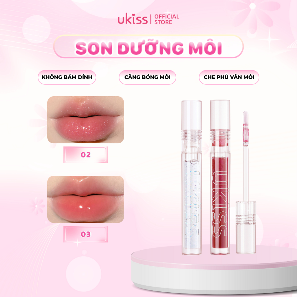 Ukiss Son Dưỡng Môi Lấp Lánh Không Dính 2ml