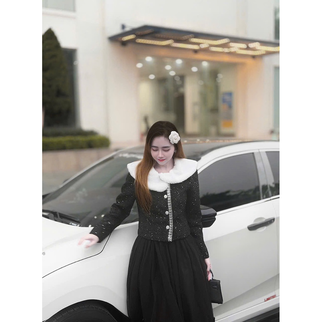 ELyNA studio sét áo dạ cổ lông phong cách sang chảnh