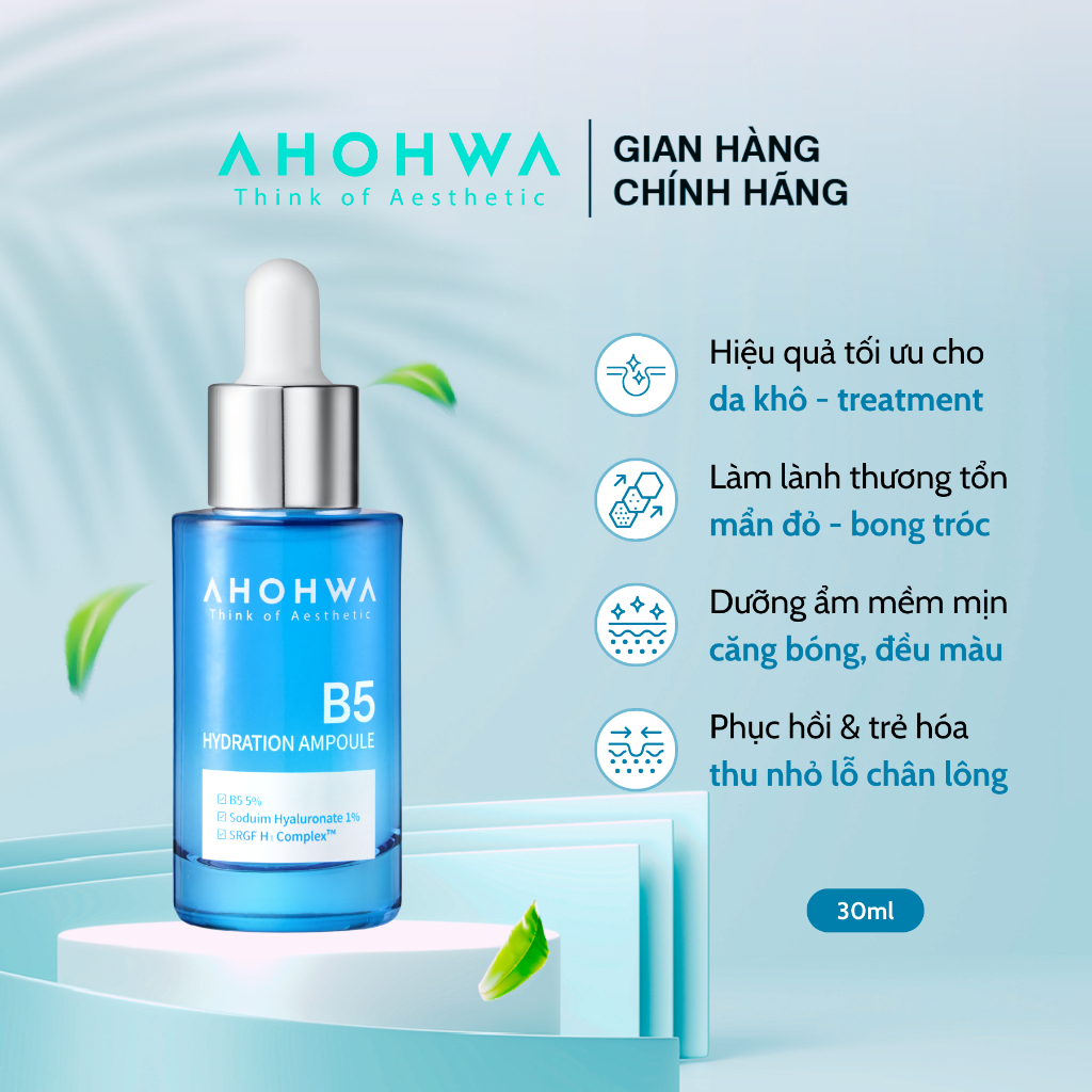 Serum Tinh Chất Phục Hồi, Cấp Ẩm & Làm Dịu AHOHWA Hydration Ampoule B5 30ml