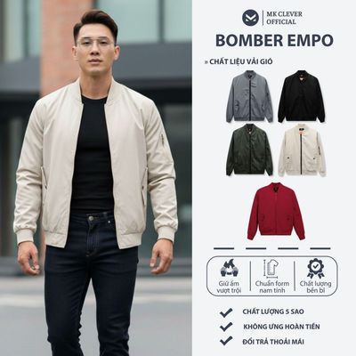 Áo Khoác Bomber nam Empo MK CLEVER Chất liệu vải Gió trần bông dày dặn, chống thấm nước, cản gió tốt, form trẻ trung