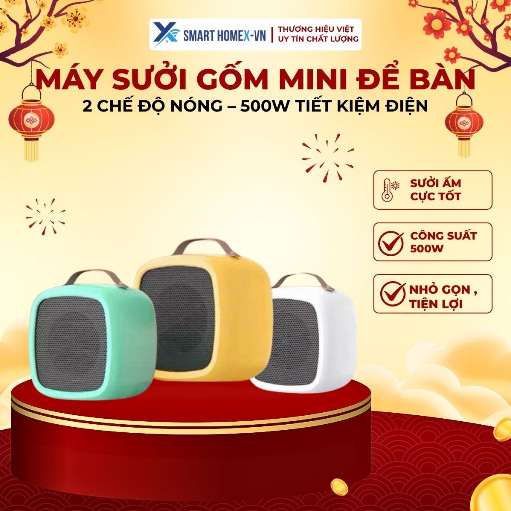 🌡️ Máy Sưởi Gốm Mini Để Bàn – 2 Chế Độ Nóng – 500W Tiết Kiệm Điện | An Toàn – Nhỏ Gọn – Làm Ấm Nhanh