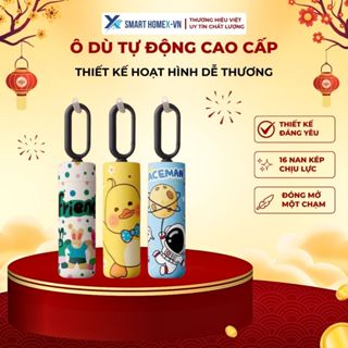 Ô dù tự động cao cấp 16 nan kép cho học sinh – thiết kế hoạt hình dễ thương