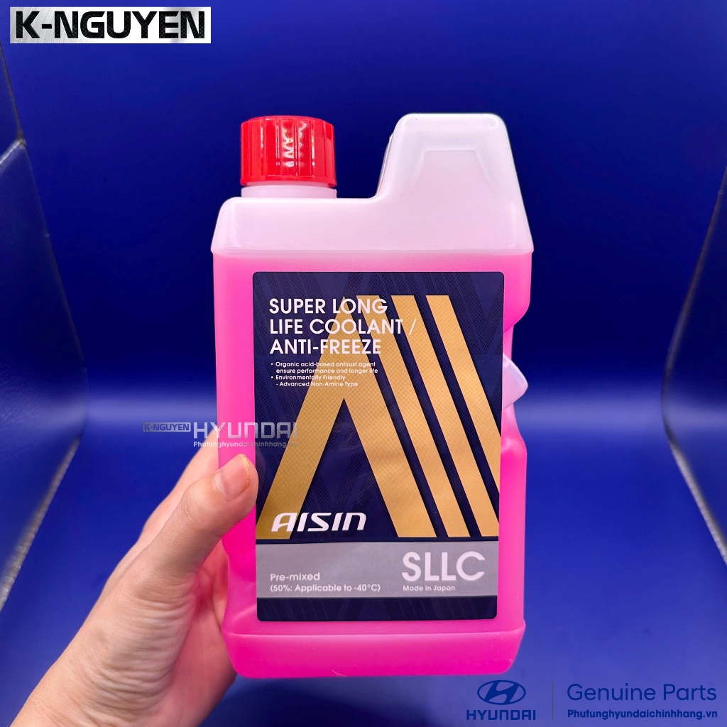 Nước Làm Mát AISIN Màu Hồng 1L Chính Hãng - Super Long Life Pink Coolant Cho Toyota Lexus - Dùng Nga