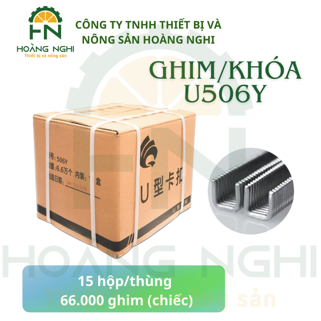 Thùng Ghim đóng túi lưới. Ghim buộc đầu xúc xích. Ghim chữ U kẹp túi lưới bưởi. Ghim U506Y, 66.000 g