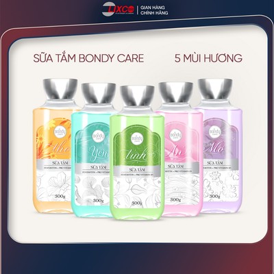 Sữa tắm Bondy care 300g 5 mùi hương, làm sạch dịu nhẹ không khô da, chăm da an toàn, hương nước hoa 3 tầng tinh tế