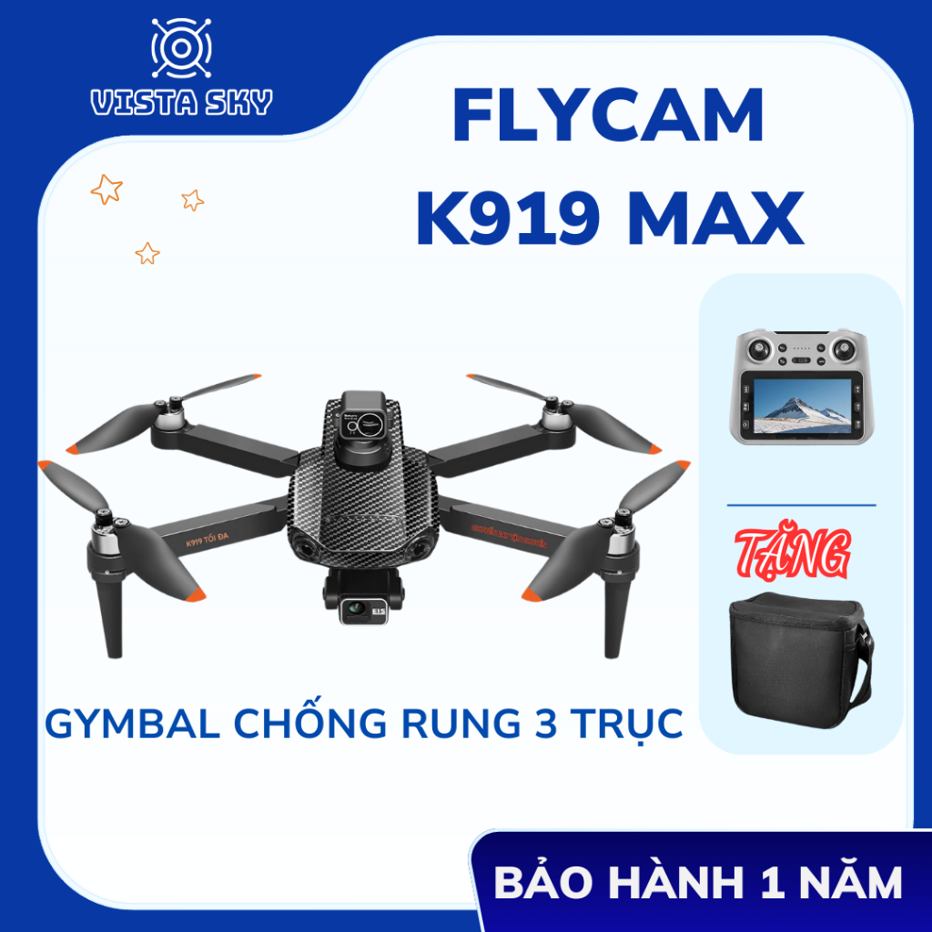 Flycam, Drone k919 Max, Máy bay điều khiển từ xa 4K, Plycam GPS tự trở về, Drone FPV cao cấp